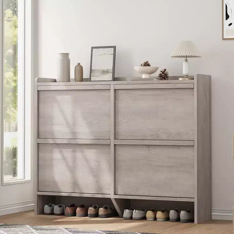 Meuble à chaussures Acekool à 3 tiroirs basculants, Organisateur de rangement de chaussures moderne pour entrée, Espace ajustable