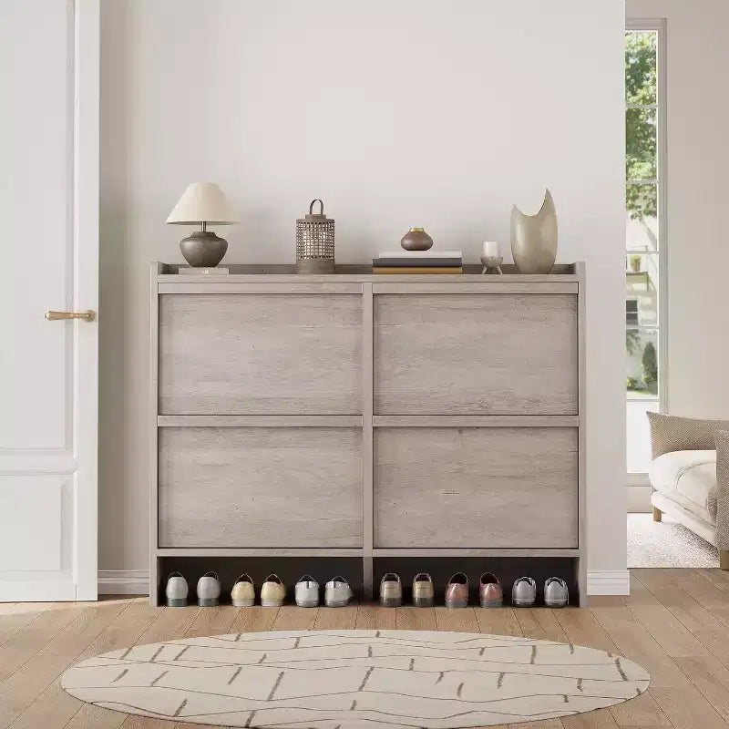 Meuble à chaussures Acekool à 3 tiroirs basculants, Organisateur de rangement de chaussures moderne pour entrée, Espace ajustable