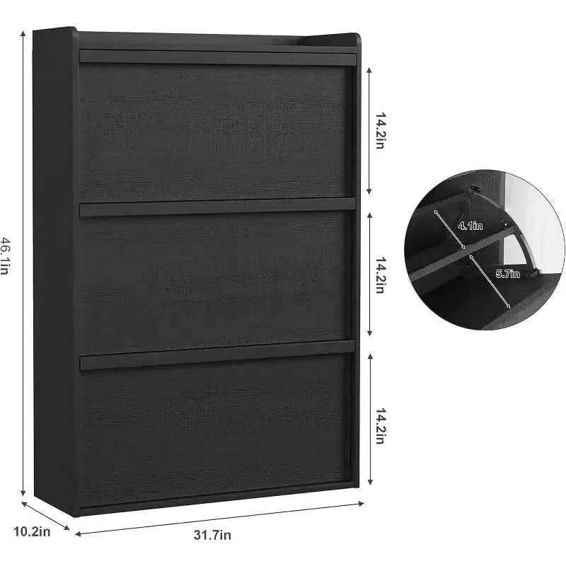 Meuble à chaussures Acekool à 3 tiroirs basculants, Organisateur de rangement de chaussures moderne pour entrée, Espace ajustable