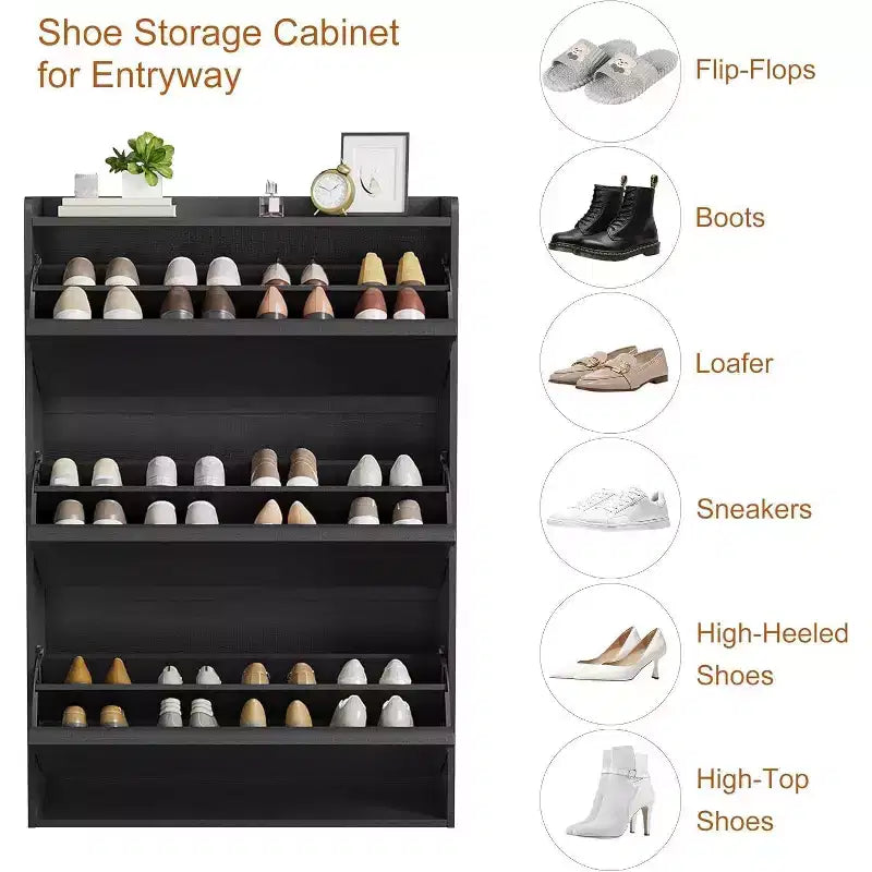 Meuble à chaussures Acekool à 3 tiroirs basculants, Organisateur de rangement de chaussures moderne pour entrée, Espace ajustable