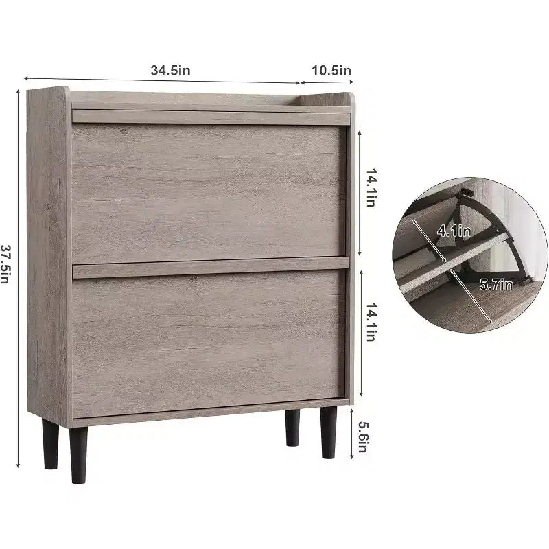 Meuble à chaussures Acekool à 3 tiroirs basculants, Organisateur de rangement de chaussures moderne pour entrée, Espace ajustable