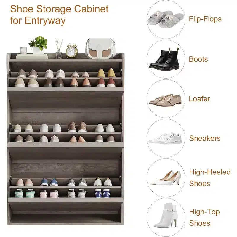 Meuble à chaussures Acekool à 3 tiroirs basculants, Organisateur de rangement de chaussures moderne pour entrée, Espace ajustable