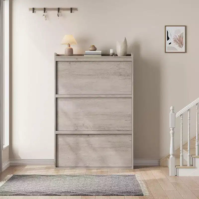 Meuble à chaussures Acekool à 3 tiroirs basculants, Organisateur de rangement de chaussures moderne pour entrée, Espace ajustable