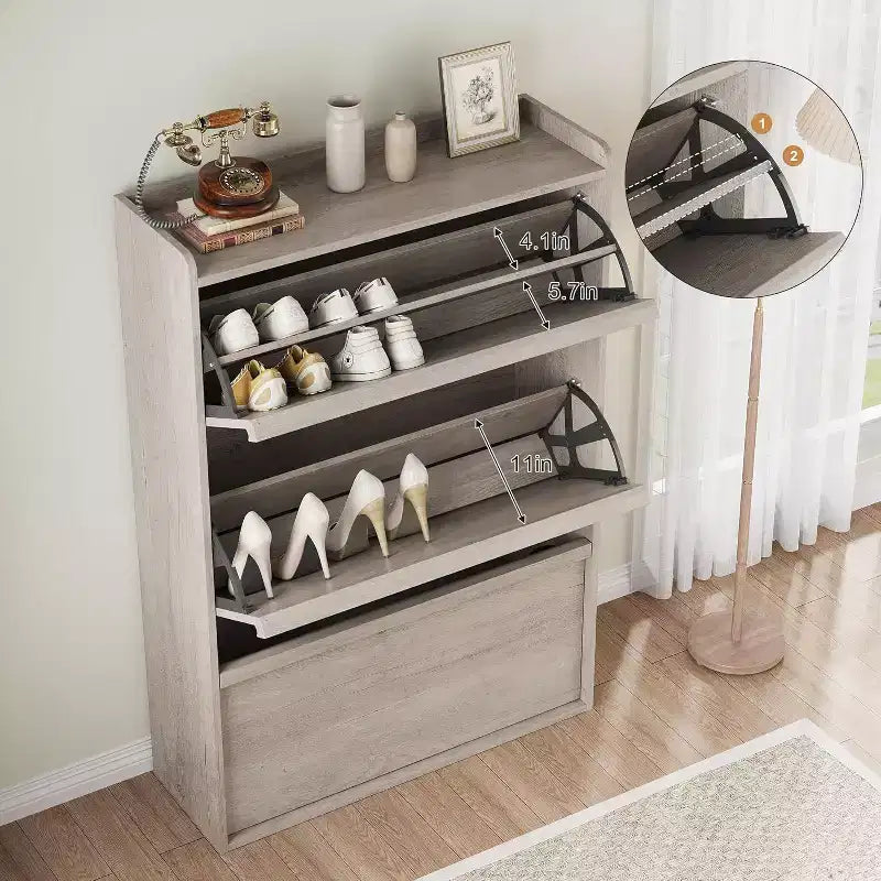 Meuble à chaussures Acekool à 3 tiroirs basculants, Organisateur de rangement de chaussures moderne pour entrée, Espace ajustable