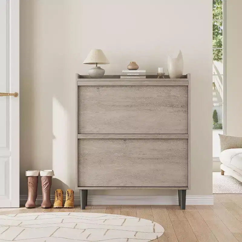 Meuble à chaussures Acekool à 3 tiroirs basculants, Organisateur de rangement de chaussures moderne pour entrée, Espace ajustable
