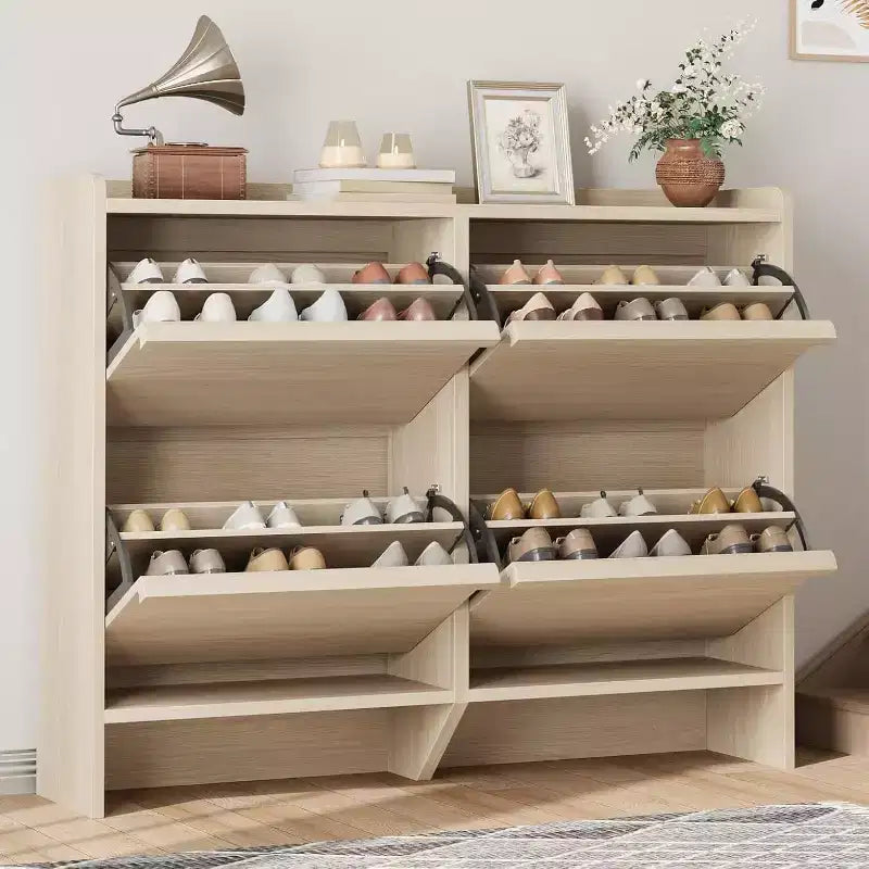 Meuble à chaussures Acekool à 3 tiroirs basculants, Organisateur de rangement de chaussures moderne pour entrée, Espace ajustable