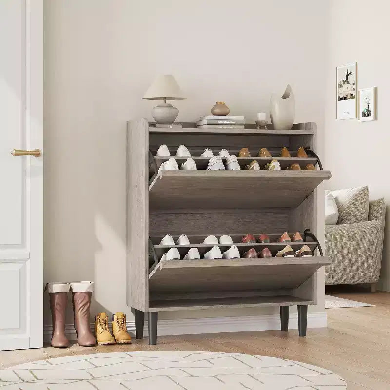 Meuble à chaussures Acekool à 3 tiroirs basculants, Organisateur de rangement de chaussures moderne pour entrée, Espace ajustable