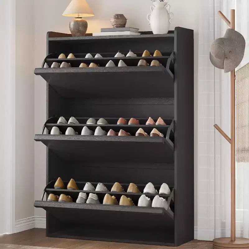 Meuble à chaussures Acekool à 3 tiroirs basculants, Organisateur de rangement de chaussures moderne pour entrée, Espace ajustable