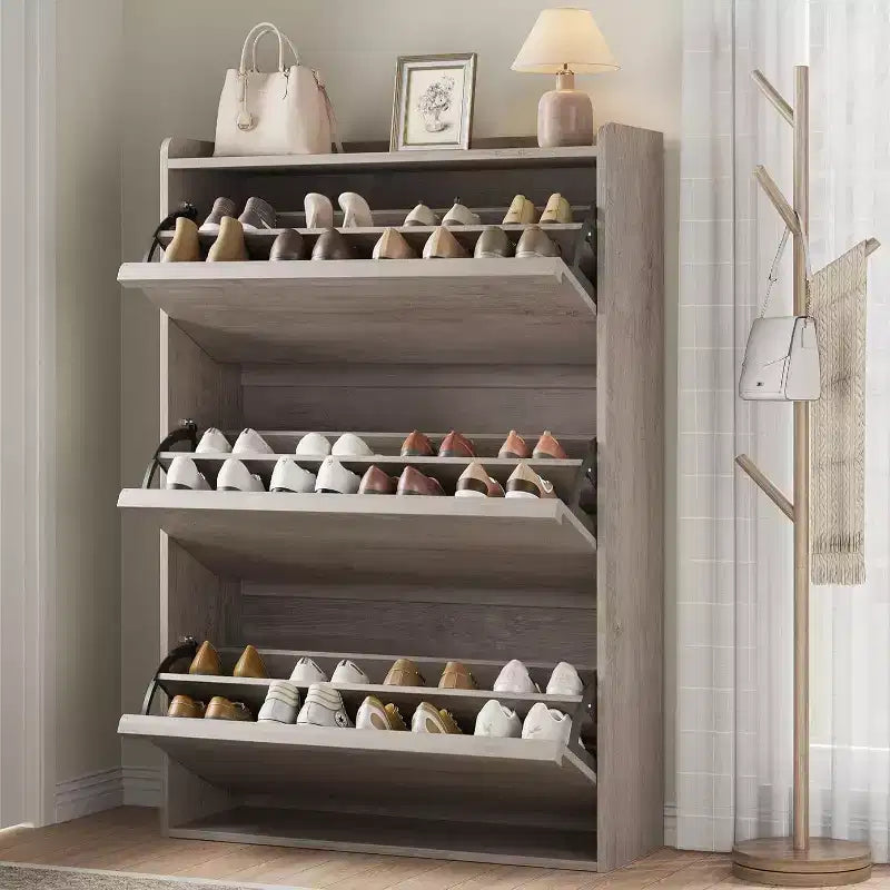 Meuble à chaussures Acekool à 3 tiroirs basculants, Organisateur de rangement de chaussures moderne pour entrée, Espace ajustable