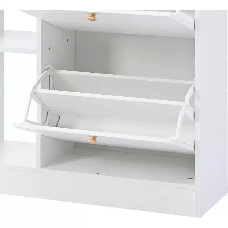 Meuble à chaussures moderne Acekool, Organisateur de chaussures à 3 tiroirs basculants, Peut contenir 19 paires, Rangement d'entrée, 128,8x23,9x108 cm, Design minimaliste