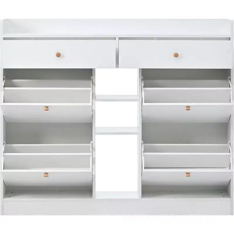 Meuble à chaussures moderne Acekool, Organisateur de chaussures à 3 tiroirs basculants, Peut contenir 19 paires, Rangement d'entrée, 128,8x23,9x108 cm, Design minimaliste