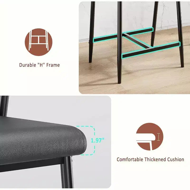 Lot de 2 tabourets de bar Acekool à hauteur de comptoir avec accoudoirs, assise et dossier larges rembourrés, cadre en métal avec repose-pieds pour îlot de cuisine, marron rustique