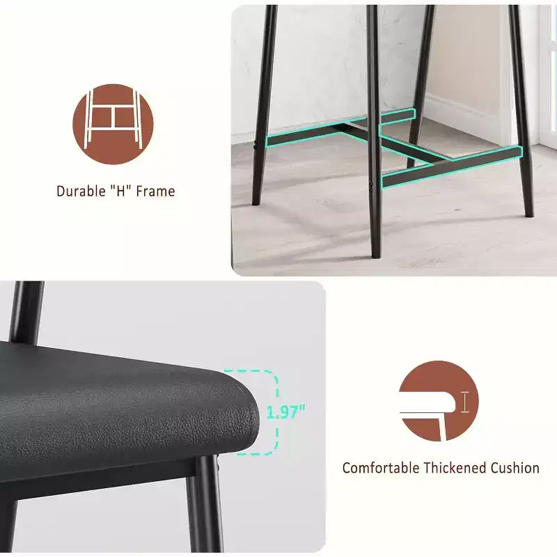 Lot de 2 tabourets de bar Acekool à hauteur de comptoir avec accoudoirs, assise et dossier larges rembourrés, cadre en métal avec repose-pieds pour îlot de cuisine, marron rustique