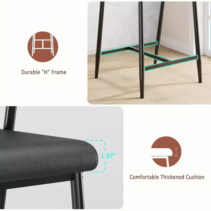 Lot de 2 tabourets de bar Acekool à hauteur de comptoir avec accoudoirs, assise et dossier larges rembourrés, cadre en métal avec repose-pieds pour îlot de cuisine, marron rustique