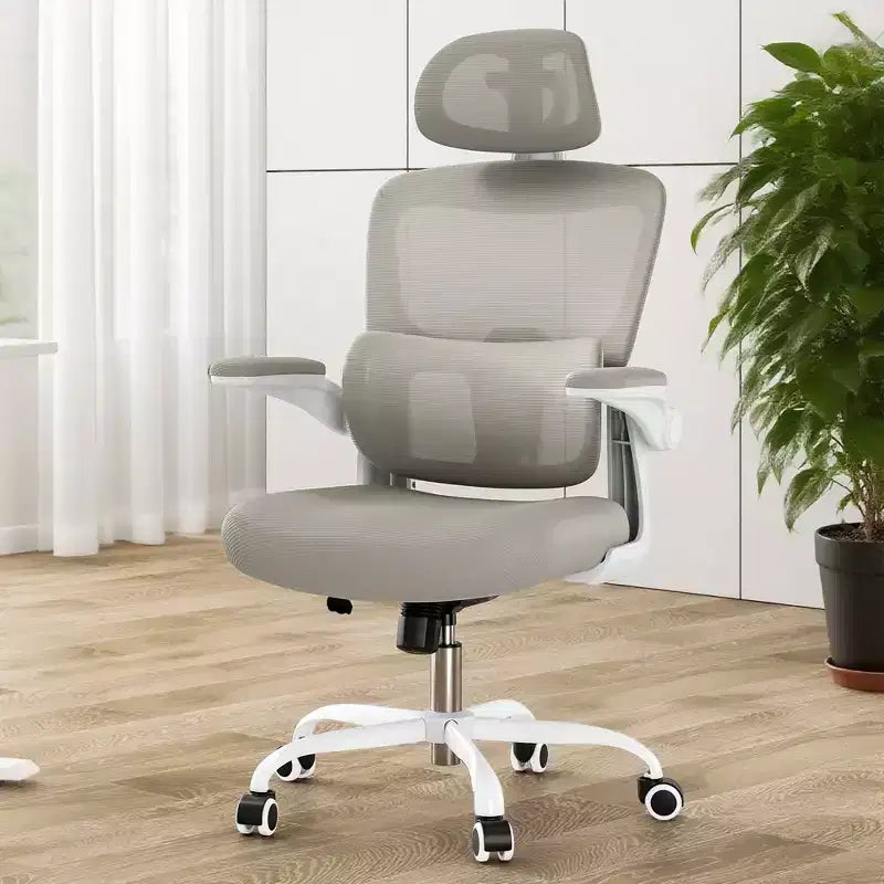 Chaise de bureau ergonomique MAYEERTY à dossier haut avec accoudoirs relevables et support lombaire réglable