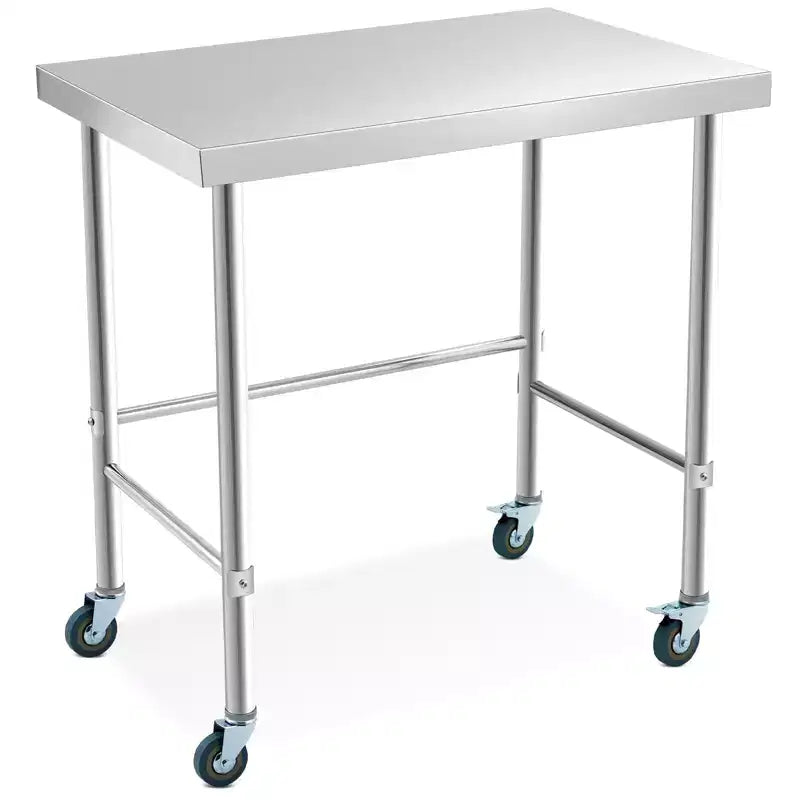 Table en acier inoxydable, plan de travail de cuisine de restaurant en acier inoxydable avec base ouverte