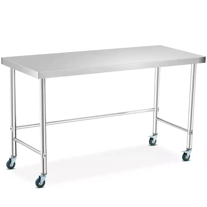 Table en acier inoxydable, plan de travail de cuisine de restaurant en acier inoxydable avec base ouverte
