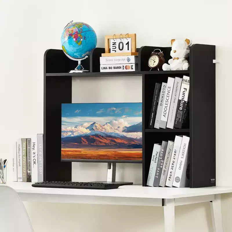 VEVOR Étagère de bureau, organisateur de rangement de bureau à 2 niveaux, étagère de rangement de bureau en bois de 94,5 x 24,1 x 73,4 cm, noir