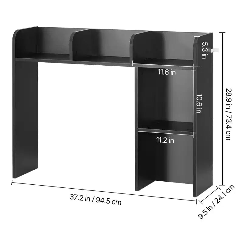 VEVOR Étagère de bureau, organisateur de rangement de bureau à 2 niveaux, étagère de rangement de bureau en bois de 94,5 x 24,1 x 73,4 cm, noir