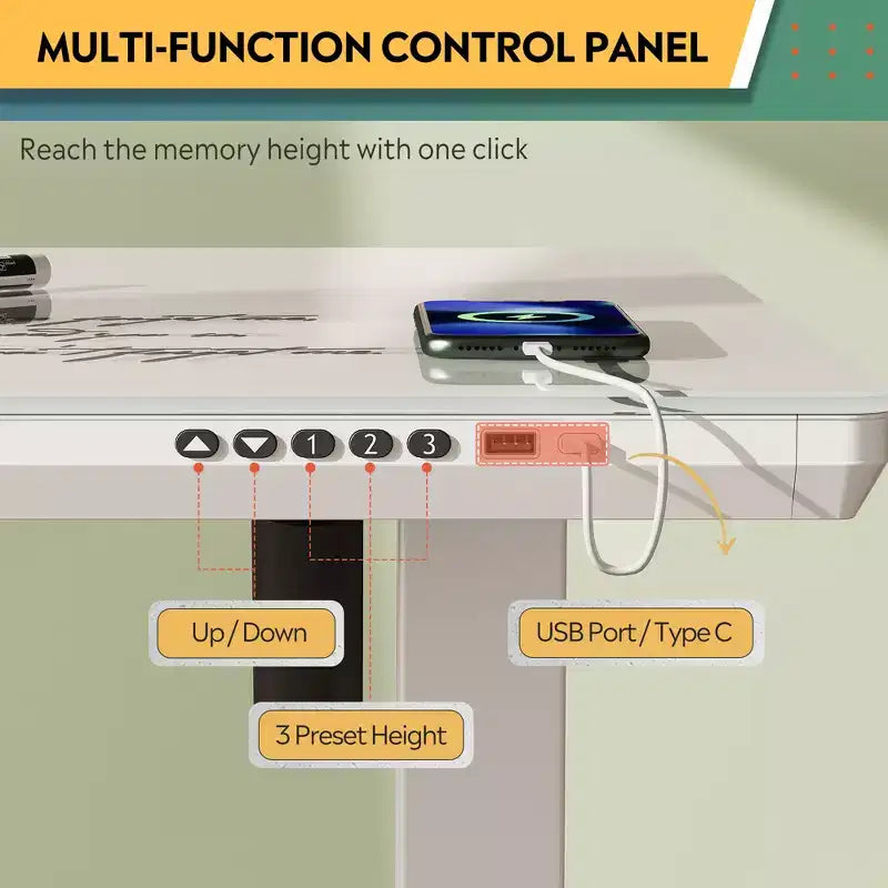 GALAXHERO Bureau électrique debout de 55 pouces avec tiroirs, bureau réglable en hauteur en verre monobloc, bureau debout à installation rapide, blanc