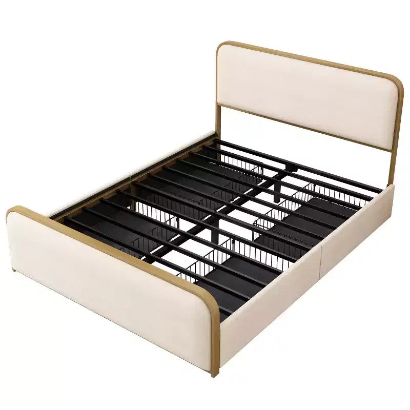 Lit plateforme moderne rembourré Merax avec 4 tiroirs de rangement sous le lit