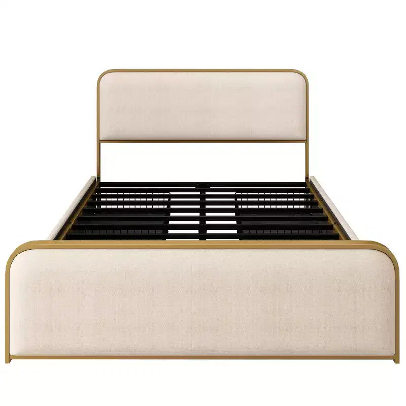 Lit plateforme moderne rembourré Merax avec 4 tiroirs de rangement sous le lit
