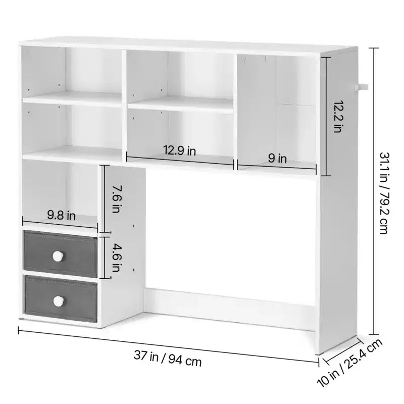Étagère de bureau VEVOR, organiseur de rangement de bureau à 3 niveaux, étagère de rangement de bureau en bois 37 x 10 x 31,1 cm, surmeuble de bureau, blanc