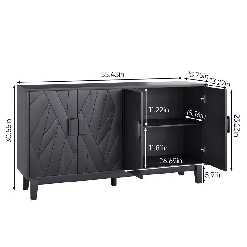 CLIHOME Buffet moderne, buffet de rangement, buffet décoratif multifonctionnel moderne médiéval, Noir