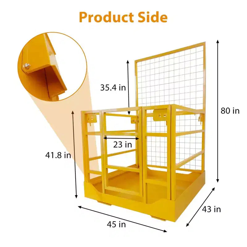 TROPOW Cage de sécurité pour chariot élévateur, panier de travail robuste de 43x45 pouces avec harnais - charge de 1300 LB pour 2 personnes