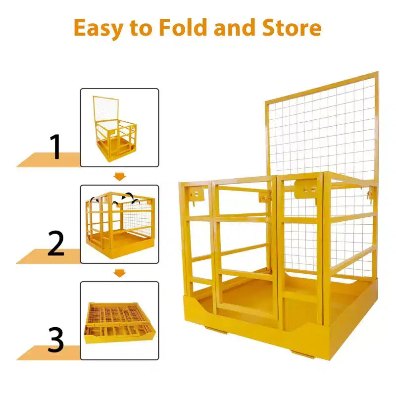 TROPOW Cage de sécurité pour chariot élévateur, panier de travail robuste de 43x45 pouces avec harnais - charge de 1300 LB pour 2 personnes