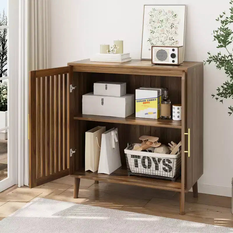 Buffet de cuisine CLIHOME avec rangements, Meuble de rangement style ferme avec portes persiennes, Buffet de bar à café en bois