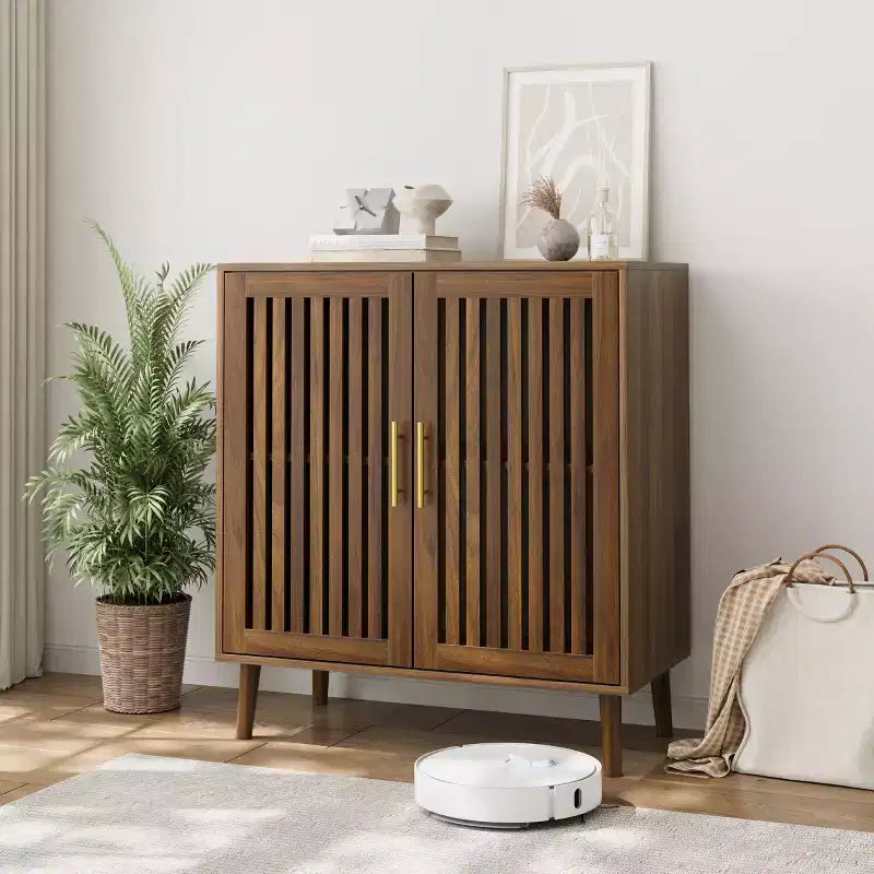 Buffet de cuisine CLIHOME avec rangements, Meuble de rangement style ferme avec portes persiennes, Buffet de bar à café en bois
