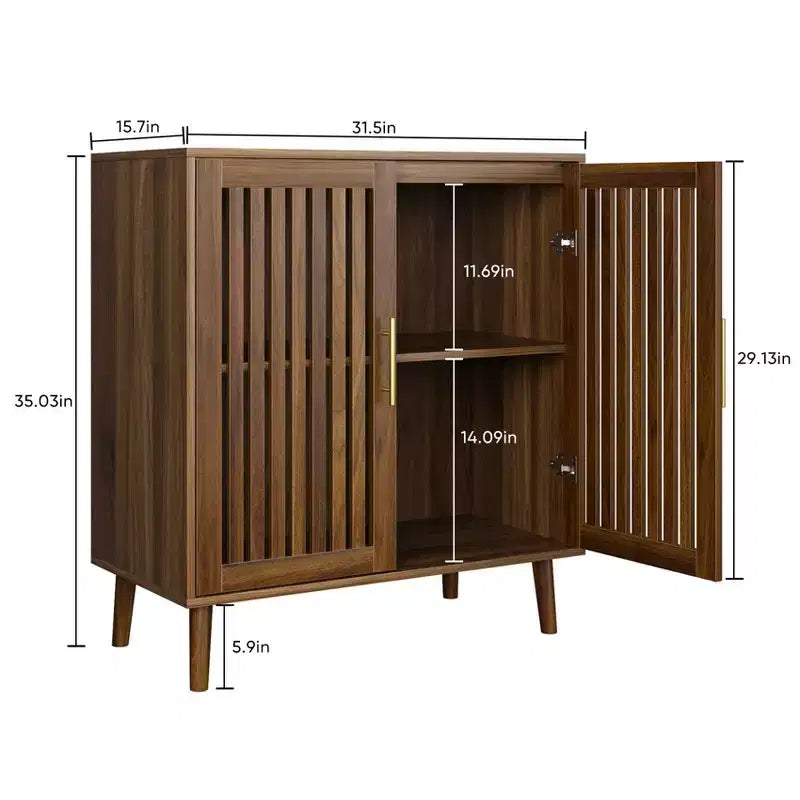 Buffet de cuisine CLIHOME avec rangements, Meuble de rangement style ferme avec portes persiennes, Buffet de bar à café en bois