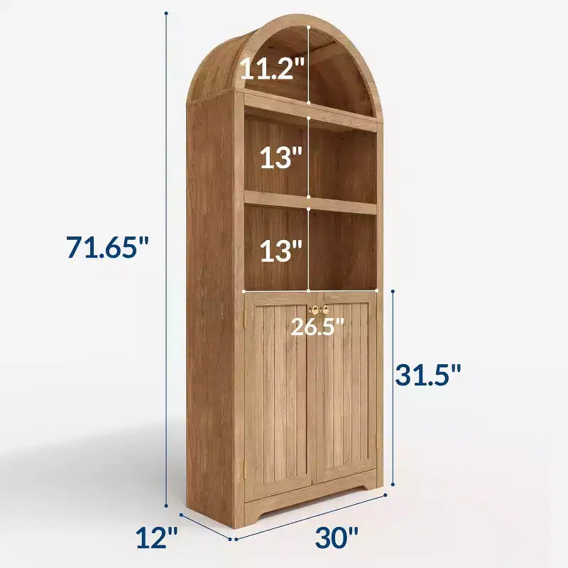 Garde-manger haut de 183 cm avec portes, garde-manger de cuisine à 5 niveaux avec étagères réglables et poignées dorées, meuble de rangement en bois pour salle à manger
