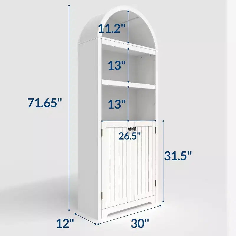 Garde-manger haut de 183 cm avec portes, garde-manger de cuisine à 5 niveaux avec étagères réglables et poignées dorées, meuble de rangement en bois pour salle à manger