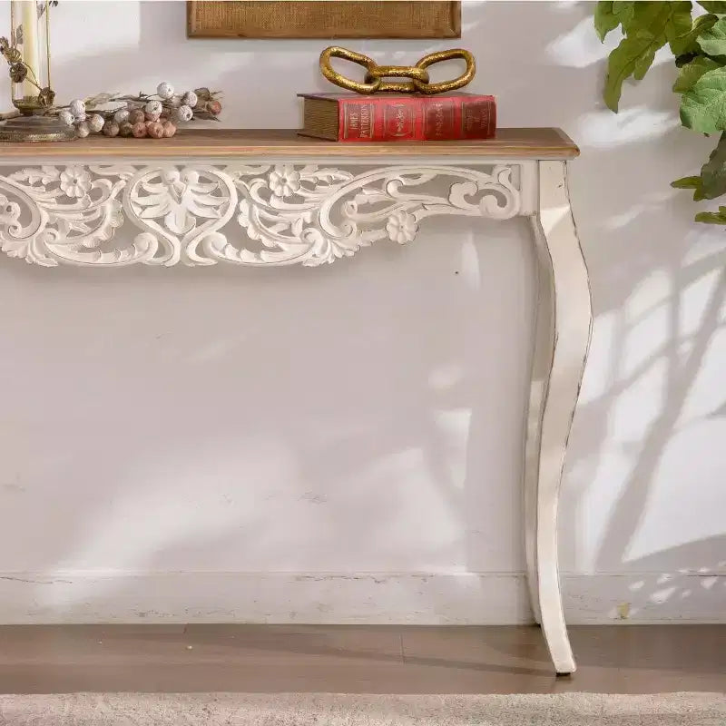 GDFStudio Yves - Console de style français avec détails sculptés et pieds incurvés