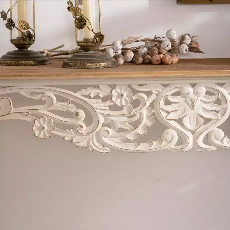 GDFStudio Yves - Console de style français avec détails sculptés et pieds incurvés