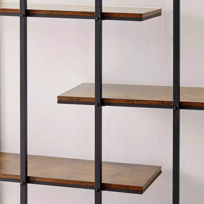 TROPOW Étagère à plantes à 5 niveaux en métal, bibliothèque, étagère de rangement, présentoir pour intérieur, salon, terrasse, jardin, balcon. Marron rustique,