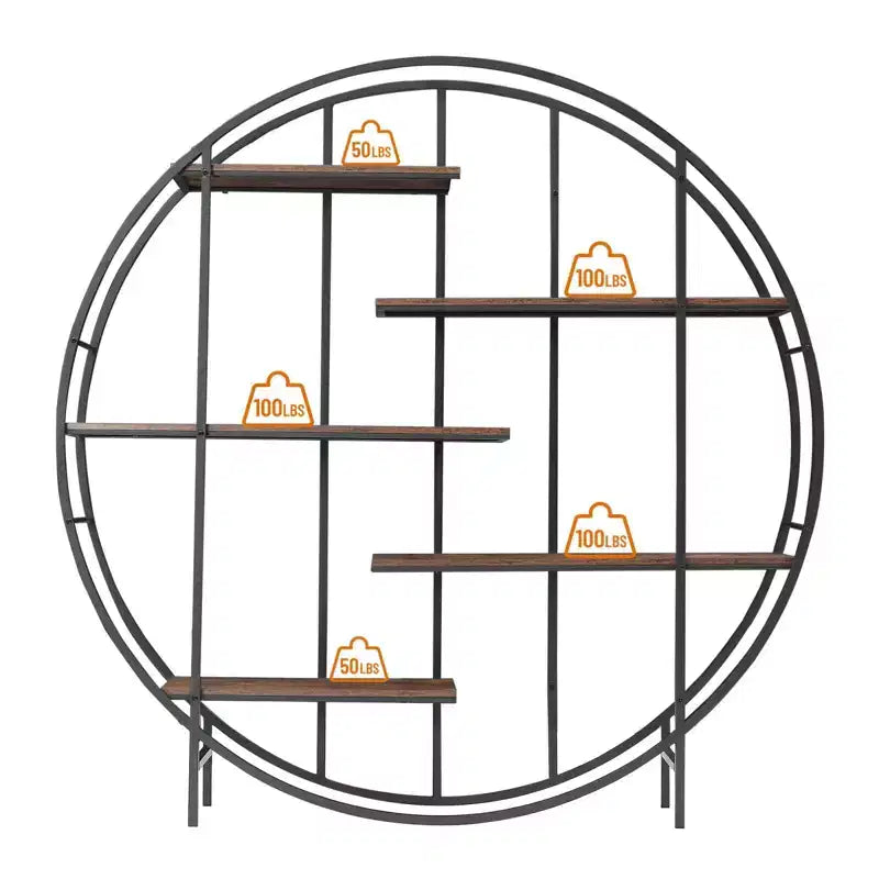 TROPOW Étagère à plantes à 5 niveaux en métal, bibliothèque, étagère de rangement, présentoir pour intérieur, salon, terrasse, jardin, balcon. Marron rustique,