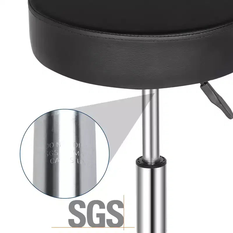 Tabouret de salon hydraulique en cuir PU noir, tabouret à roulettes réglable en hauteur pour spa, massage, chaise de bureau