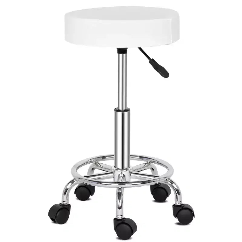 Tabouret de salon hydraulique en cuir PU noir, tabouret à roulettes réglable en hauteur pour spa, massage, chaise de bureau
