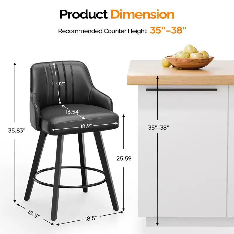 Tabouret de bar moderne Karl Home à pieds en bois, coussin épais et rotation à 360°