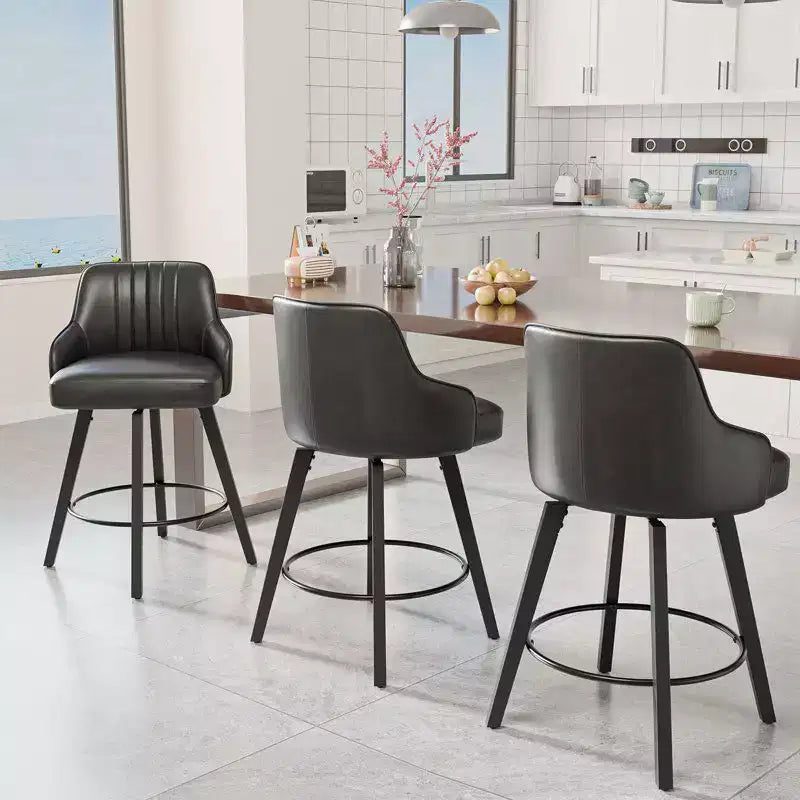 Tabouret de bar moderne Karl Home à pieds en bois, coussin épais et rotation à 360°