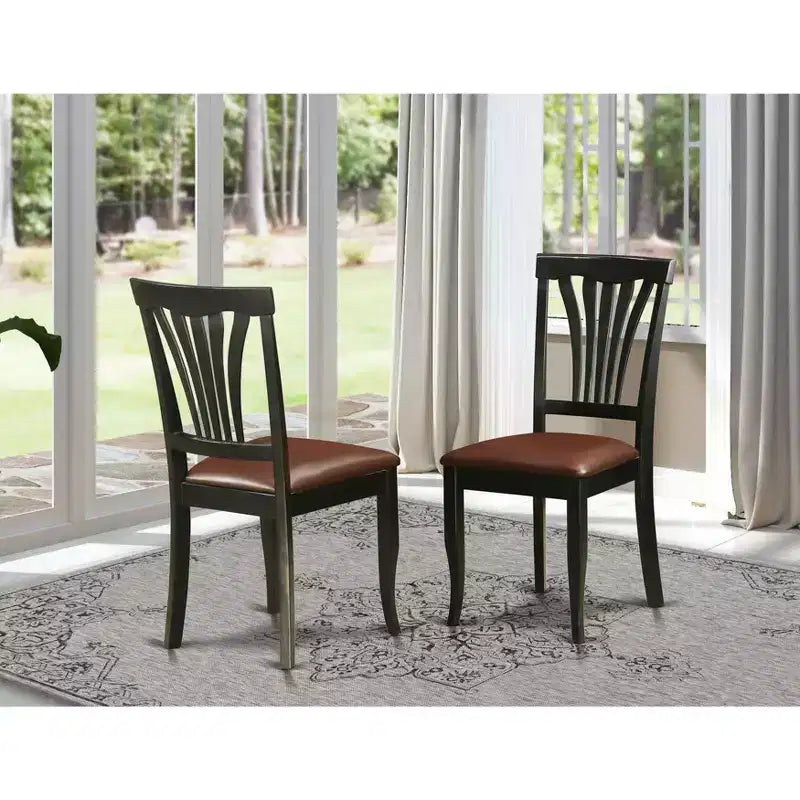 HomeStock Belmont Lot de 2 chaises de salle à manger, 94H x 46l x 46L cm, noir, assise en bois