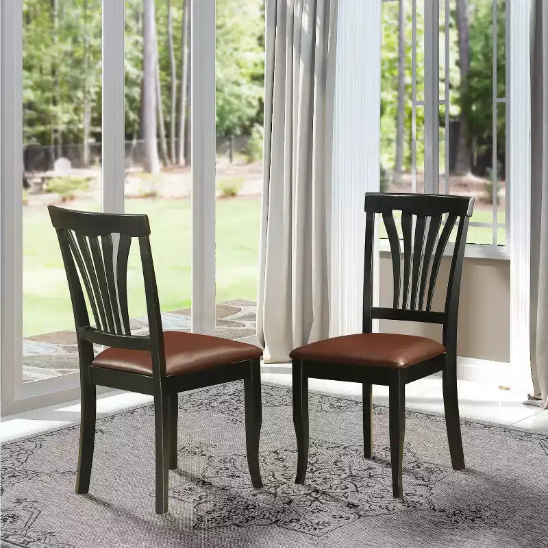 HomeStock Belmont Lot de 2 chaises de salle à manger, 94H x 46l x 46L cm, noir, assise en bois