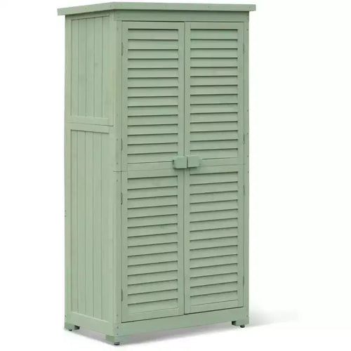 63 Inch Weatherproof Outdoor Storage Shed,with Removable Shelves, Locks,Double Shuttered Doors,Tall Wooden Garden Tool Shed with Floor for Patio,Yard