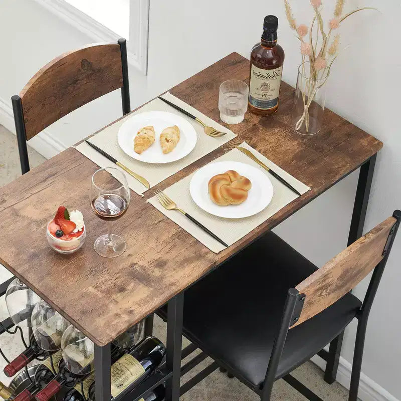 Table de bar pour 2 avec repose-pieds et 2 chaises rembourrées pour comptoir de bar
