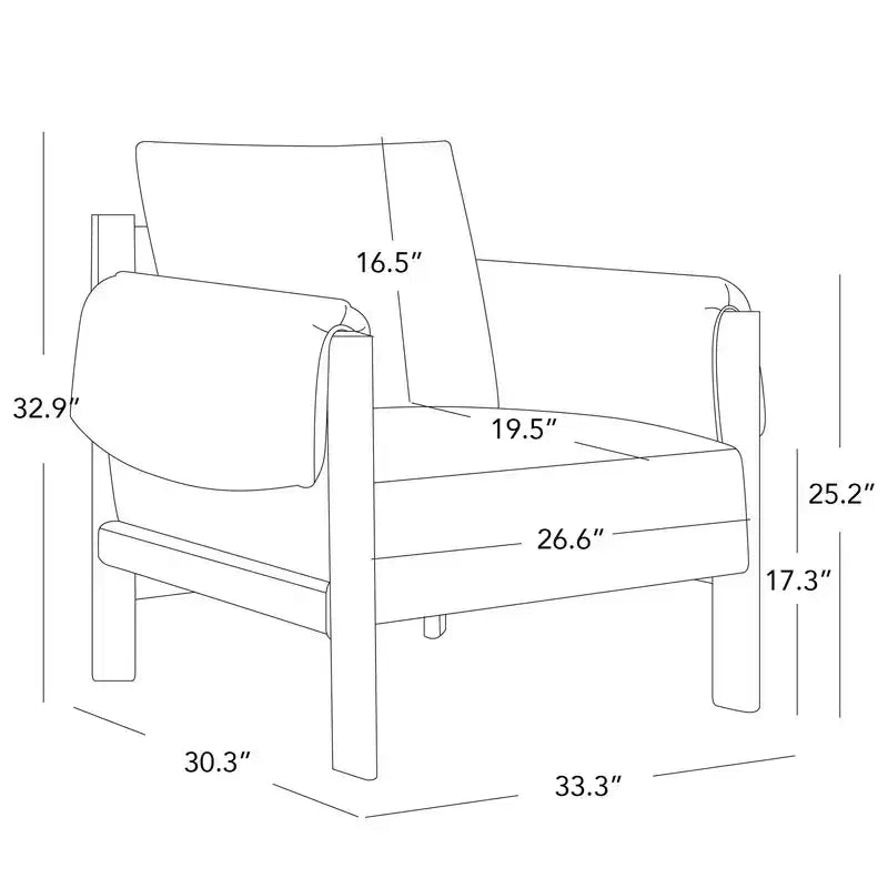Fauteuil d'appoint moderne rembourré Spruce&Spring avec pieds en bois