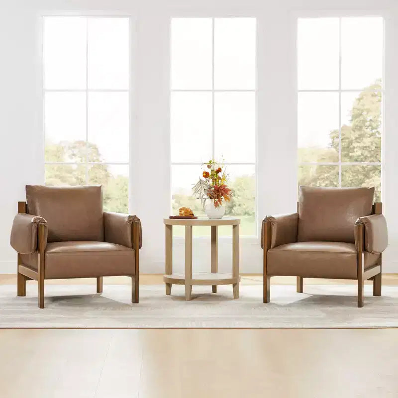 Fauteuil d'appoint moderne rembourré Spruce&Spring avec pieds en bois