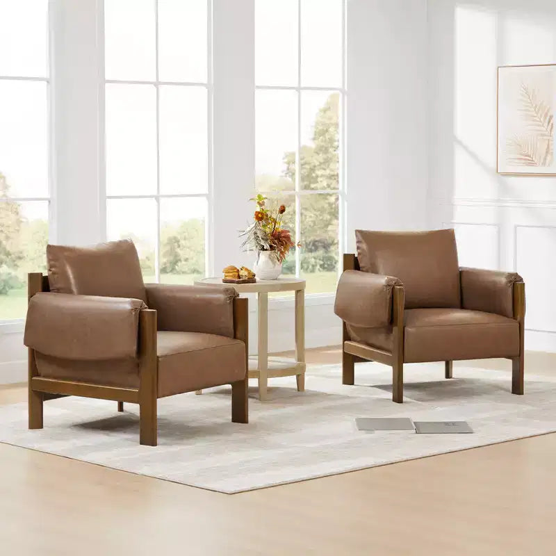 Fauteuil d'appoint moderne rembourré Spruce&Spring avec pieds en bois